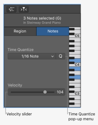 Piano Roll Editor Inspector In Notes Mode, Showing - Piano #6025585