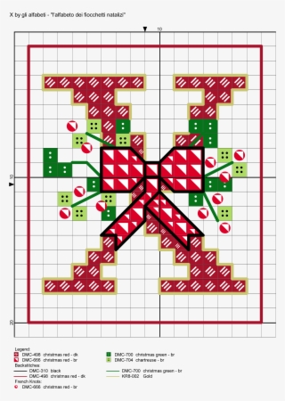 Alfabeto Dei Fiocchetti Natalizi X Xmas Cross Stitch, - Fiocchetti A Punto Croce #6026295