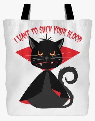 Vampire Cat Halloween Tote Bag - Black Cartoon Halloween Cats #6027485