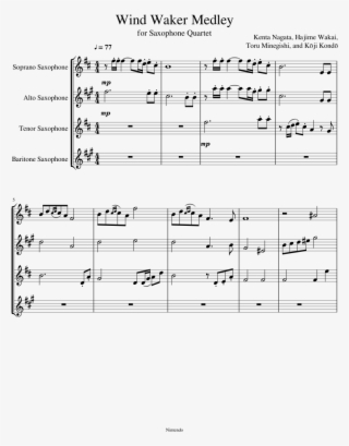 Wind Waker Medley For Sax Quartet Sheet Music For Soprano - Vs Archie And Maxie Sheet Music #6030253