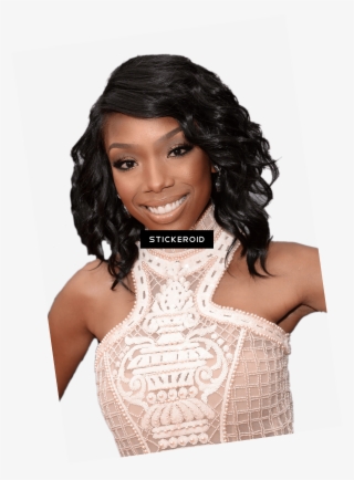 Brandy Norwood白色连衣裙 - Brandy Norwood白色连衣裙 - Cocowig Features Curly Glueless Lace Front Cap 14 Inches #6034176