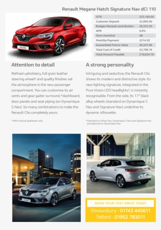 Renault Megane Hatch Signature Nav Dci 110 Otr 23,160 - Panel Label #6043511