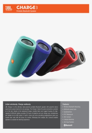 Overview - Jbl Charge 3 Portable Speaker - Wireless - Black #6046347