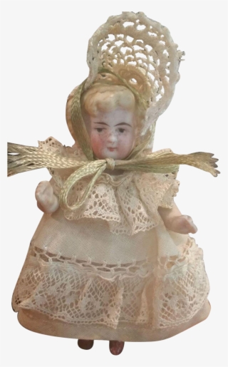 Vintage Early 1900's All Bisque 3 3/2' Dressed Doll - Figurine #6047420