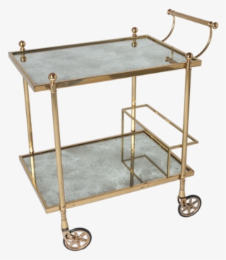 Vintage Brass And Antiqued Mirror Bar Cart - Brass #6048476