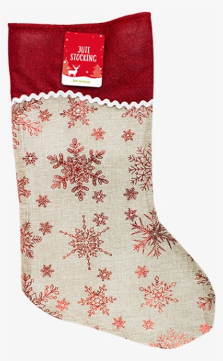 Christmas Jute Foil Printed Stocking - Christmas Day #6048689