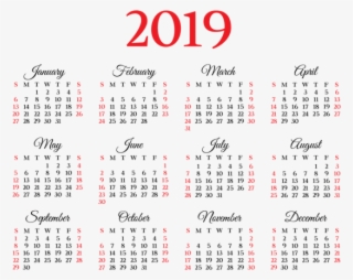 2019 Calendar Png #6049447