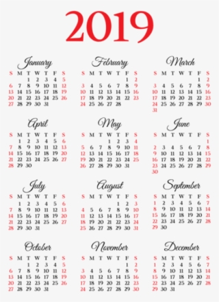 2019 Calendar Png - Transparent 2019 Calendar Png #6049712