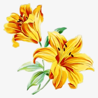 Flower Flowerbranch Flowercrown Rosesarebeautiful Yello - Лилии Рисунок #6051591