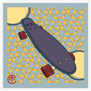 Penny Board Illustration Vintage Contrast Food Pattern - Skateboarding #6060017