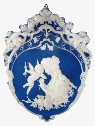 German Jasperware Plaque With Ornate Border Woman And - Jasperware Plaque #6066586