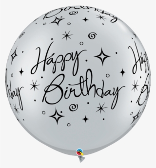 Birthday Sparkles Swirls A Round Silver V=1503449598 - Happy Birthday White Balloons Png #6067422