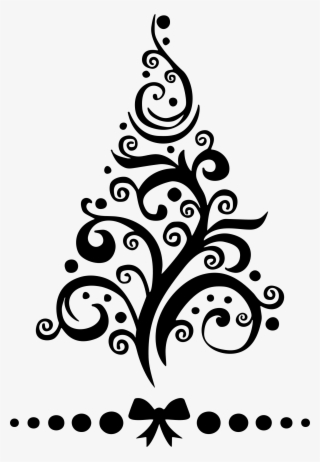 Big Image - Silhouette Christmas Tree Black And White Clipart - Free ...