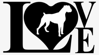 Dog Love Boxer Decal Sticker - Black And White Dachshund Clipart #6070941