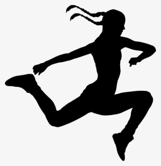 Jumping,girl,active,hair Style,sport,hurry Up,silhouette, - Silhouette #6077608