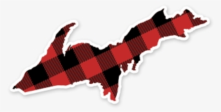 Plaid Upper Peninsula Sticker - Map Of Michigan #6078223