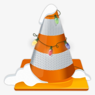 Cone With Snow And Christmas Light Around It - Cone #6090792