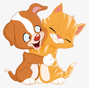 Dog & Cat Clipart - Cute Cat And Dog Cartoon #611942
