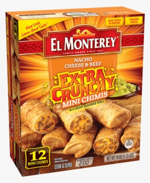 Crunchy Nacho Cheese & Beef Chimichangas - El Monterey Extra Crunchy ...