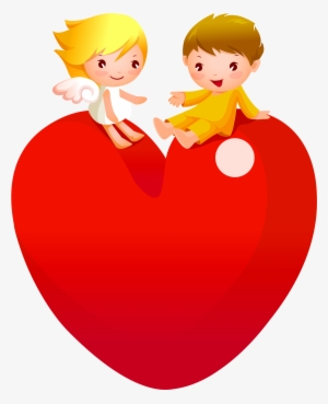 Red Heart With Angels Png Clipart - Whatsapp Wallpaper Heart Art #615141