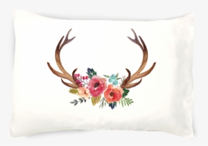 Do It Yourselfie Bucking Around Pillowcase - Deer Antler With Flowers Clip Art #616562