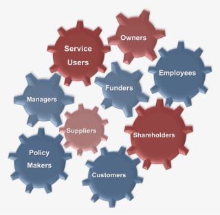 Nine Red And Blue Cogs, All Labeled With Different - Stakeholder #6118286