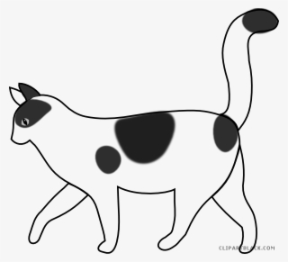 Cat Walking Animal Free Black White Clipart Images - Cat Cartoon Black And White #6125896