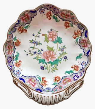Antique Spode Shell Dish With Peony Pattern Ship Border, - Spode #6130939