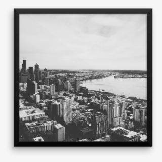 Framed B W Print Of The Seattle Skyline - Seattle #6141664