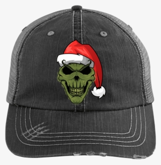 Grinch Distressed Trucker Cap - Heart Squats Distressed Trucker Cap #6146702