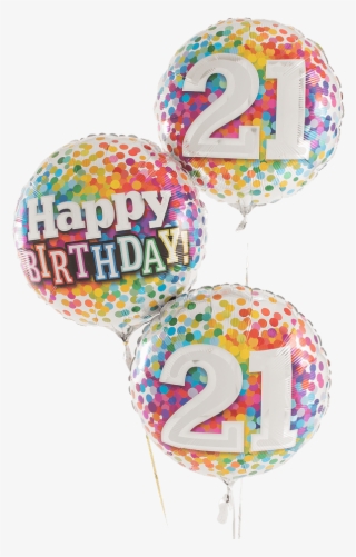21 Rainbow Confetti Happy Birthday Trio - 18" Happy Birthday Birthday Rainbow Confetti - Mylar #6152725