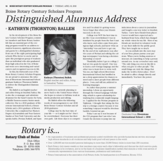 14 Boise Rotary Century Scholars Program Tuesday, April - Rotary Club Of Boise #6154524