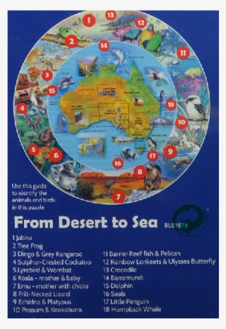 100 Piece From Desert To Sea - Blue Opal - Wild Australia Round Map Jigsaw Puzzle #6160892