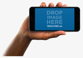 Black Iphone 6 In Landscape Position Over Transparent - Mobile Phone #6161414