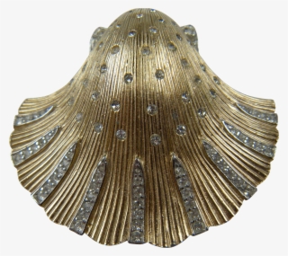 Exquisite Clam Shell Motif Features A Brushed Gold - Wood #6161740