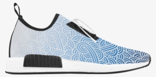 Ombre Blue And White Swirls Zentangle Men's Draco Running - Shoe #6168060