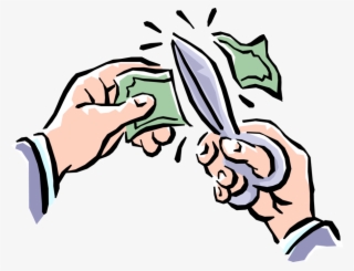 Vector Illustration Of Hands Cutting Dollar Bill Money #6169999
