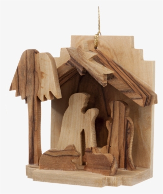Nativity Scene, Olive Wood - Krippenstall #6172287