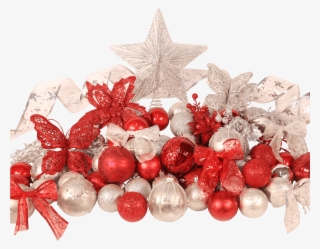 5ft Christmas Tree Classic Decoration Set In Red And - Christmas Tree #6176116