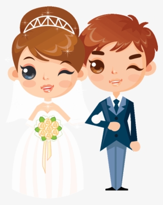 Dibujo - Wedding Cartoon Couple Png #6177277