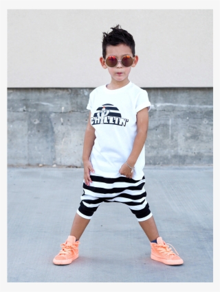 Black & White Striped Harem Shorts - Boy #6177845