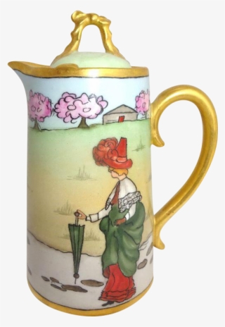 D&c Limoges Teapot Featuring A Lady Dressed In Her - Limoges #6179997