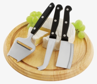 Wooden Cheese Board With 3 Knives, - Sajtszeletelő Készlet #6182537