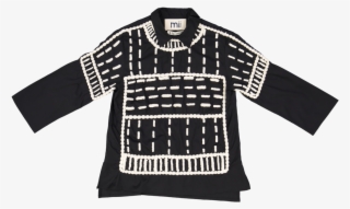 Mii Black And White Embroidered Wool Dash Top #6192481