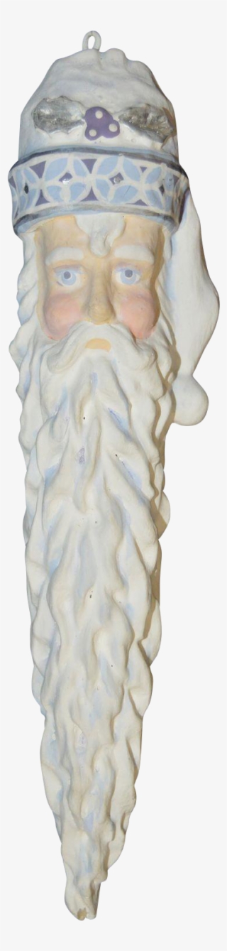 Vintage Large Blue White Icicle Style Santa Head/bust - Holiday #6194635