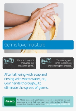 Alsco Hygiene Poster With A Woman Wiping Her Hands #6195709
