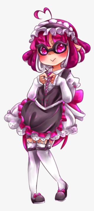 Pink Maid Outfit Anime Girl Purple Png Pink Maid Outfit - Splatoon Inkling Girl En Pink #6198348