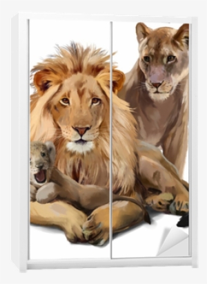 Lion Pride Watercolor Painting Wardrobe Sticker • Pixers® - Lion #620385