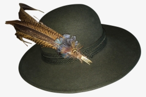 Vintage Loden Green Felt Alpine Tyrolean Ladies Dress - Ladies Hat No Background #621527