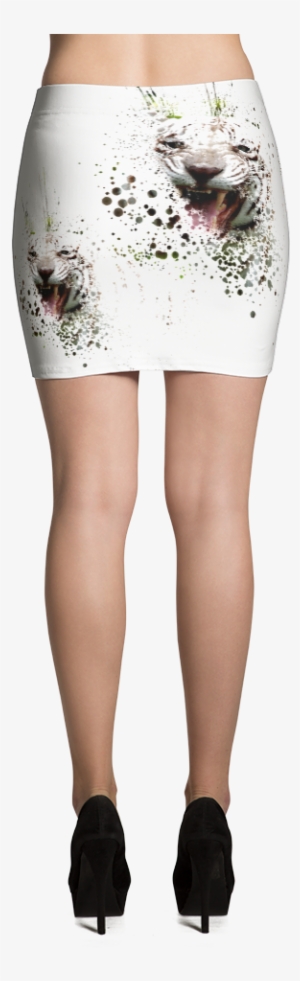 "kitty Wants To Play" Mini Skirt White Tiger Roaring - Skirt #622294